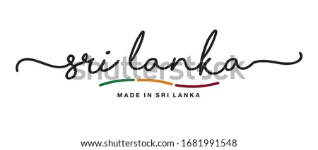 Made in Sri Lanka handwritten calligraphic lettering logo sticker flag ribbon banner