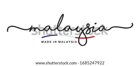 Made in Malaysia handwritten calligraphic lettering logo sticker flag ribbon banner