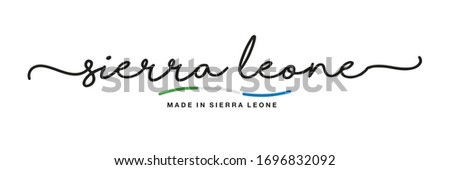 Made in Sierra Leone handwritten calligraphic lettering logo sticker flag ribbon banner