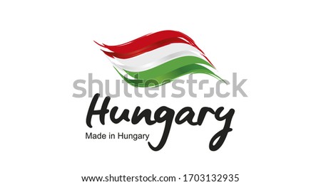 Made in Hungary handwritten flag ribbon typography lettering logo label banner