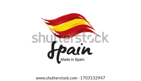 Made in Spain handwritten flag ribbon typography lettering logo label banner