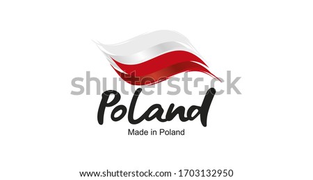 Made in Poland handwritten flag ribbon typography lettering logo label banner