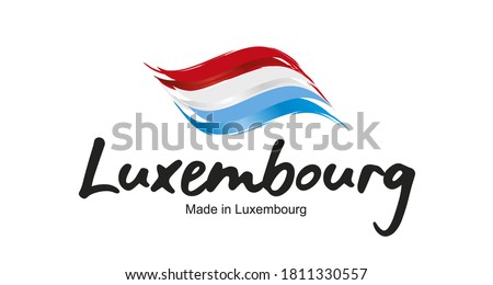 Made in Luxembourg handwritten flag ribbon typography lettering logo label banner