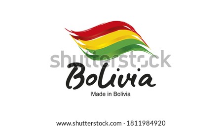 Made in Bolivia handwritten flag ribbon typography lettering logo label banner