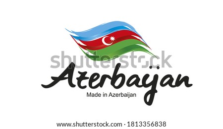 Made in Azerbaijan handwritten flag ribbon typography lettering logo label banner