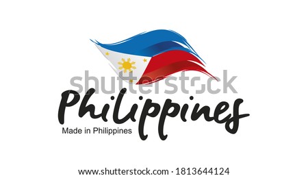 Made in Philippines handwritten flag ribbon typography lettering logo label banner