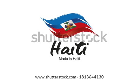 Made in Haiti handwritten flag ribbon typography lettering logo label banner