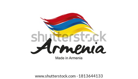 Made in Armenia handwritten flag ribbon typography lettering logo label banner