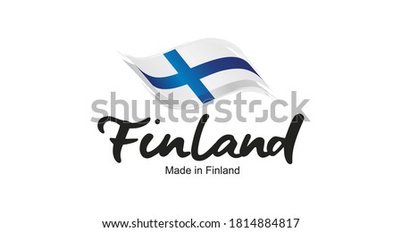 Made in Finland handwritten flag ribbon typography lettering logo label banner