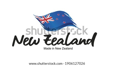 Made in New Zealand handwritten flag ribbon typography lettering logo label banner