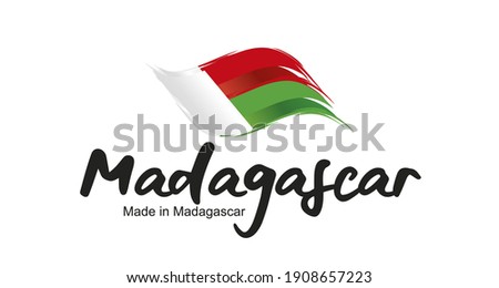 Made in Madagascar handwritten flag ribbon typography lettering logo label banner