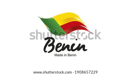 Made in Benin handwritten flag ribbon typography lettering logo label banner
