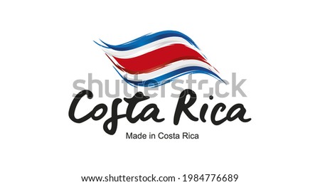 Made in Costa Rica handwritten flag ribbon typography lettering logo label banner