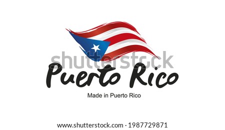 Made in Puerto Rico handwritten flag ribbon typography lettering logo label banner