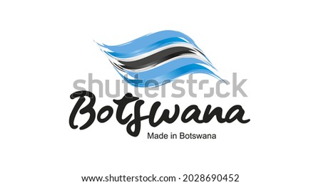 Made in Botswana handwritten flag ribbon typography lettering logo label banner