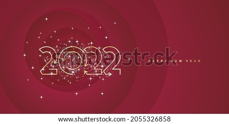 2022 New Year with light arrows shapes design sparkle firework abstract red background new idea for greeting card