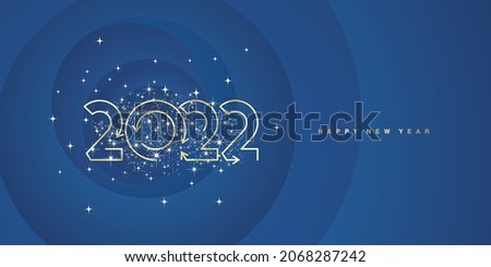 2022 New Year with light arrows shapes design sparkle firework abstract blue background new idea for greeting card