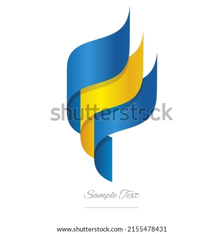 Sweden abstract 3D wavy flag black yellow red modern Swedish ribbon torch flame strip logo icon vector