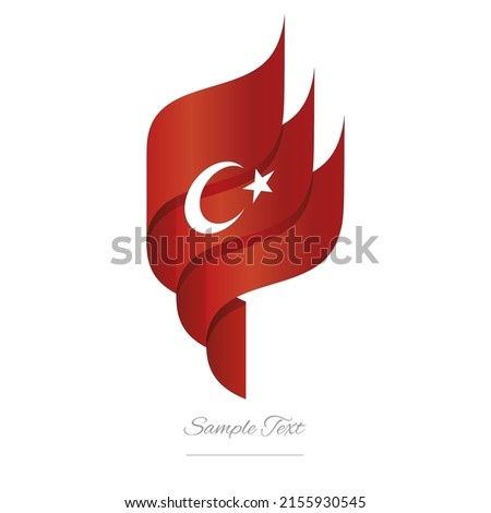 Turkey abstract 3D wavy flag red white modern Turkish ribbon torch flame strip logo icon vector