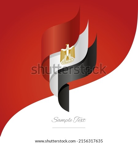 Abstract Egypt 3D wavy flag red white black modern ribbon strip logo icon abstract background vector