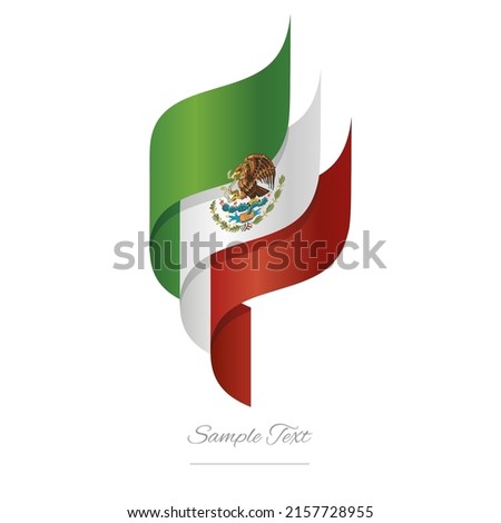 Mexico abstract 3D wavy flag green white red modern Mexican ribbon torch flame strip logo icon vector