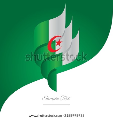 Abstract Algeria 3D wavy flag green red white modern ribbon strip logo icon abstract background vector