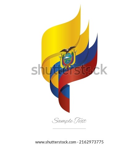 Ecuador abstract 3D wavy flag yellow blue red modern Ecuadorian ribbon torch flame strip logo icon vector