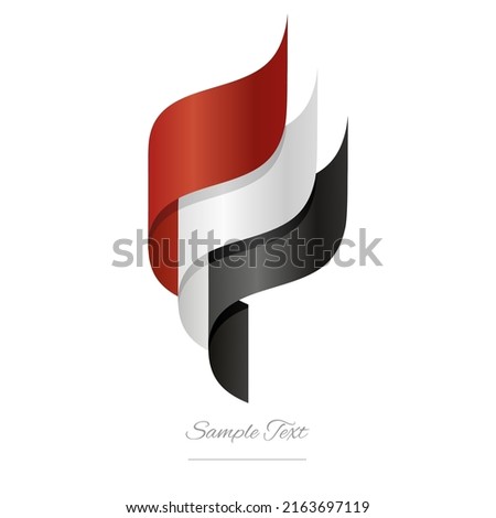 Yemen abstract 3D wavy flag red white black modern Yemeni ribbon torch flame strip logo icon vector