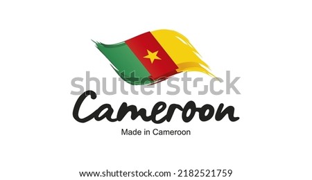 Made in Cameroon new handwritten flag ribbon typography lettering logo label banner