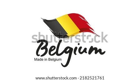 Made in Belgium new handwritten flag ribbon typography lettering logo label banner