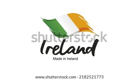 Made in Ireland new handwritten flag ribbon typography lettering logo label banner