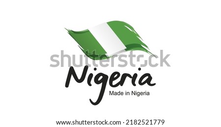 Made in Nigeria new handwritten flag ribbon typography lettering logo label banner