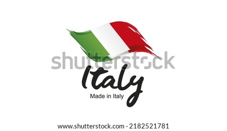 Made in Italy new handwritten flag ribbon typography lettering logo label banner