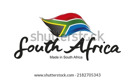 Made in South Africa new handwritten flag ribbon typography lettering logo label banner