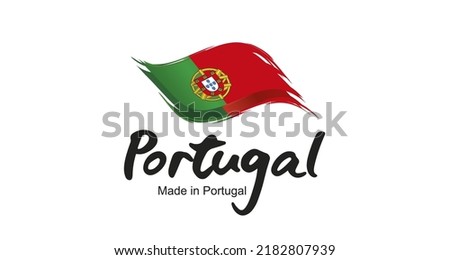 Made in Portugal new handwritten flag ribbon typography lettering logo label banner