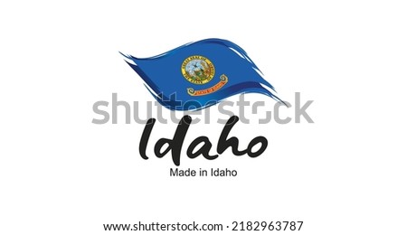 Made in Idaho USA new handwritten flag ribbon typography lettering logo label banner