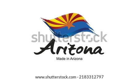 Made in Arizona USA new handwritten flag ribbon typography lettering logo label banner