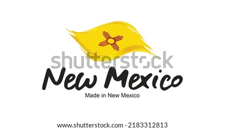 Made in New Mexico USA new handwritten flag ribbon typography lettering logo label banner