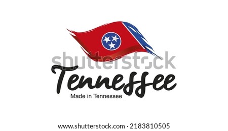 Made in Tennessee USA new handwritten flag ribbon typography lettering logo label banner