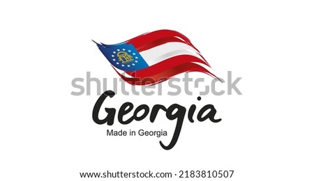 Made in Georgia USA new handwritten flag ribbon typography lettering logo label banner