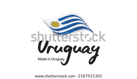 Made in Uruguay handwritten flag ribbon typography lettering logo label banner