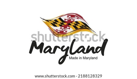 Made in Maryland USA new handwritten flag ribbon typography lettering logo label banner