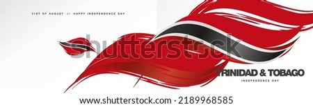 Trinidad and Tobago Independence day, abstract hand drawn flag of Trinidad and Tobago, two fold flyer, white background banner