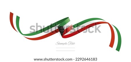 Kuwaiti flag ribbon vector illustration. Kuwait flag ribbon on abstract isolated on white color background