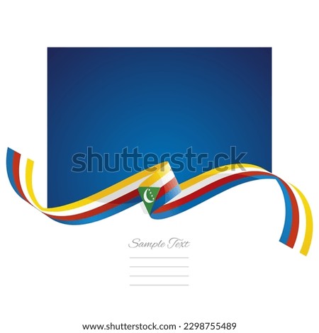 Comoros flag vector. World flags and ribbons. Comorian flag ribbon on abstract color background