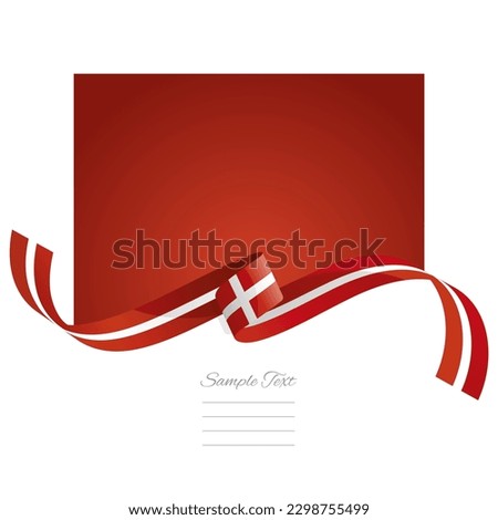 Denmark flag vector. World flags and ribbons. Danish flag ribbon on abstract color background
