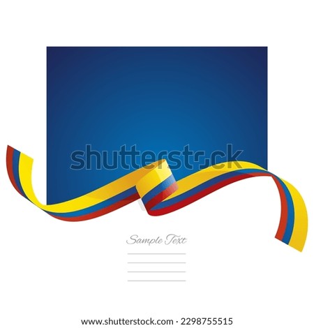 Colombia flag vector. World flags and ribbons. Colombian flag ribbon on abstract color background