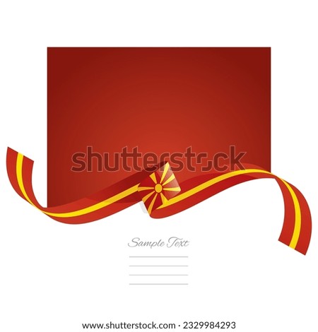 North Macedonia flag vector. World flags and ribbons. North Macedonian flag ribbon on abstract color background