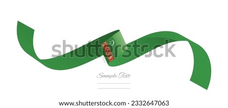 Turkmen flag ribbon vector illustration. Turkmenistan flag ribbon on abstract isolated on white color background