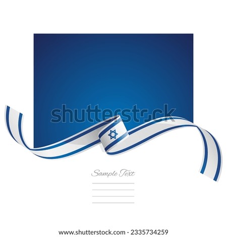 Israel flag vector. World flags and ribbons. Israeli flag ribbon on abstract color background